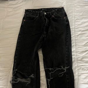 Zara Black Distressed Mom Jeans